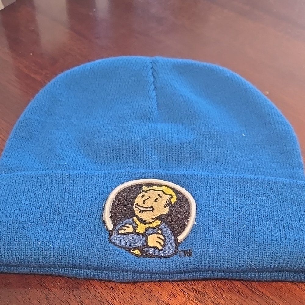 LOWEST PRICE-Blue Beanie with Character Embroidery